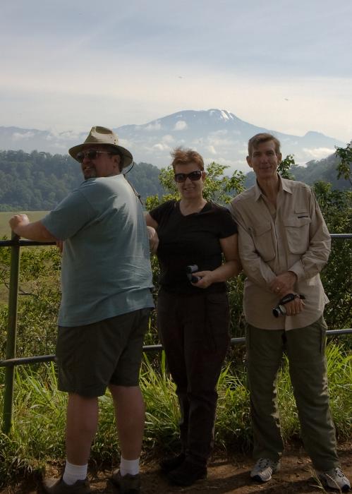 Arusha-3174.jpg - Steve, Heidi and Jim with Kilimanjaro in the distance