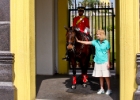 IMG 0262  Debbie with horse at mounted guard gate : 2013	Borneo