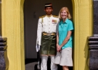 IMG 0276  Debbie with guard and gun : 2013	Borneo