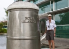 IMG 0316  Jim at Pewter factory with world&#39;s largest beer mug : 2013	Borneo