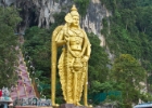 MG 0293  golden statue of Muruga at Batu Caves guarding the main temple cave up 272 steps : 2013	Borneo